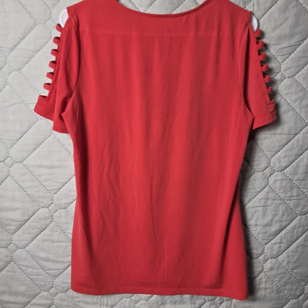Michael Kors Shirt Sleeve Orange Bright Ruby Top Size M